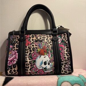 Ed Hardy Tattoo Leopard Satchel Handbag